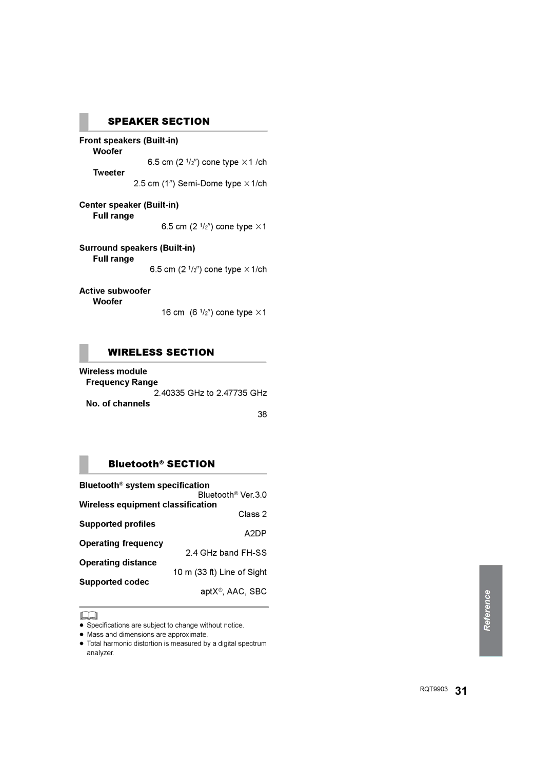 Panasonic SC-THB880 owner manual Bluetooth Section 