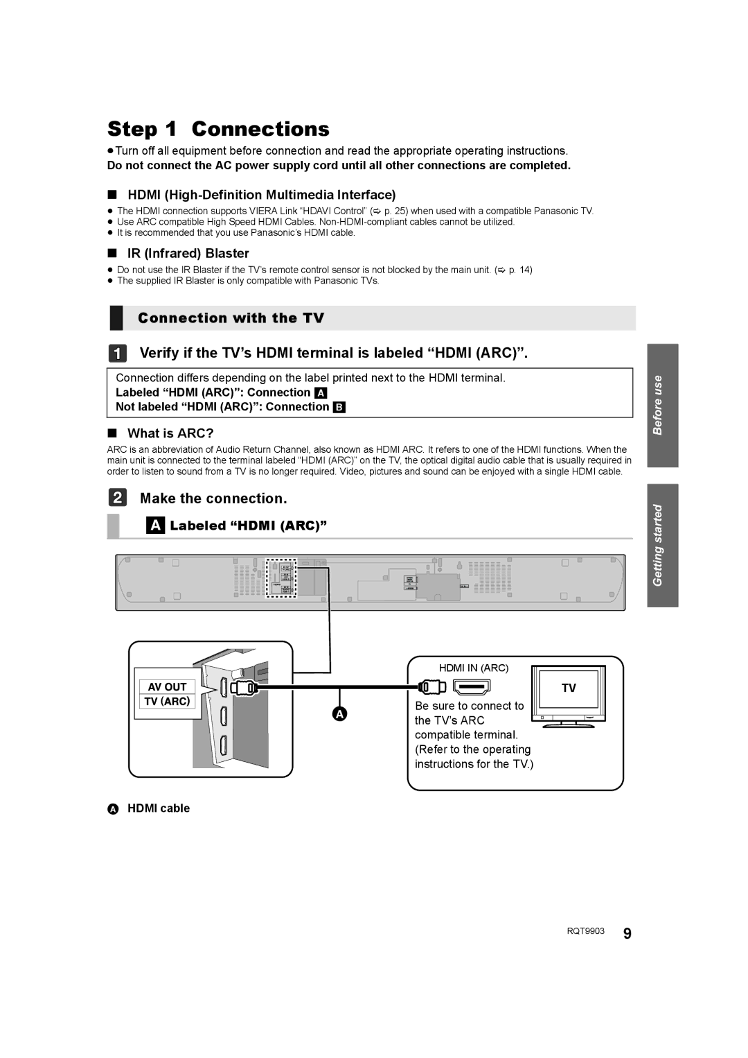 Panasonic SC-THB880 owner manual Connections, Make the connection 