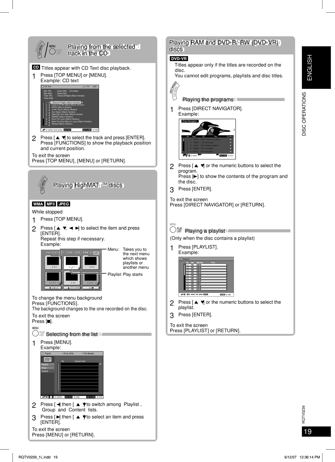 Panasonic SC-VK860, SC-VK760, SC-VK960 manual Playing from the selected track in the CD, Playing HighMATTM discs 