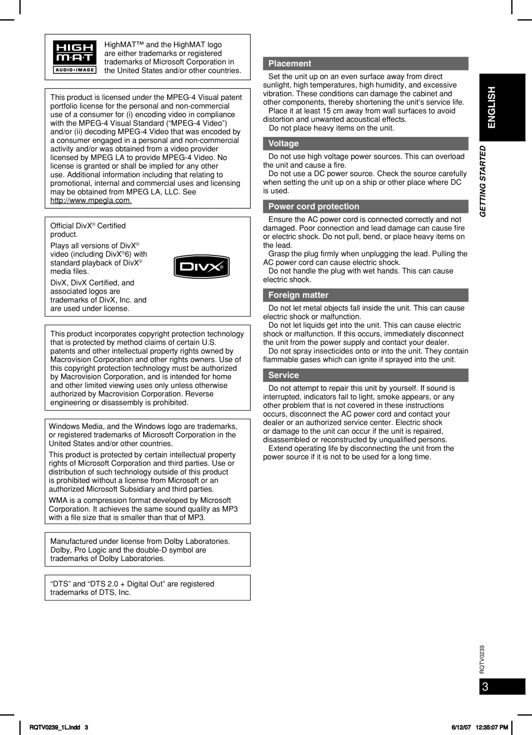 Panasonic SC-VK760, SC-VK860, SC-VK960 manual Safety precautions, Is used 