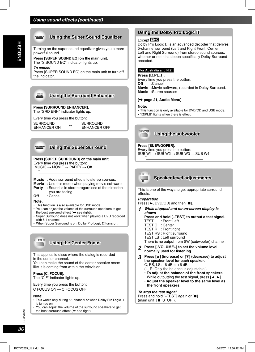 Panasonic SC-VK760, SC-VK860, SC-VK960 manual Using sound effects 