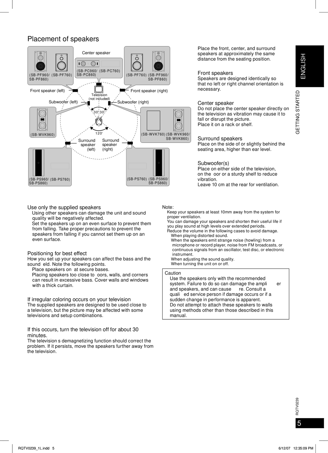 Panasonic SC-VK960, SC-VK760, SC-VK860 manual Simple setup, Placement of speakers 