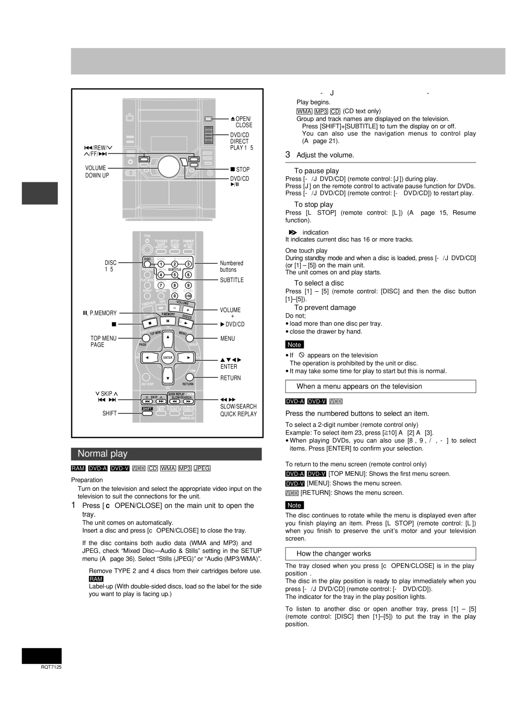 Panasonic SC-VK70D, SC-VK90D, SC-VK80D operating instructions Discs-Basic play, Normal play 