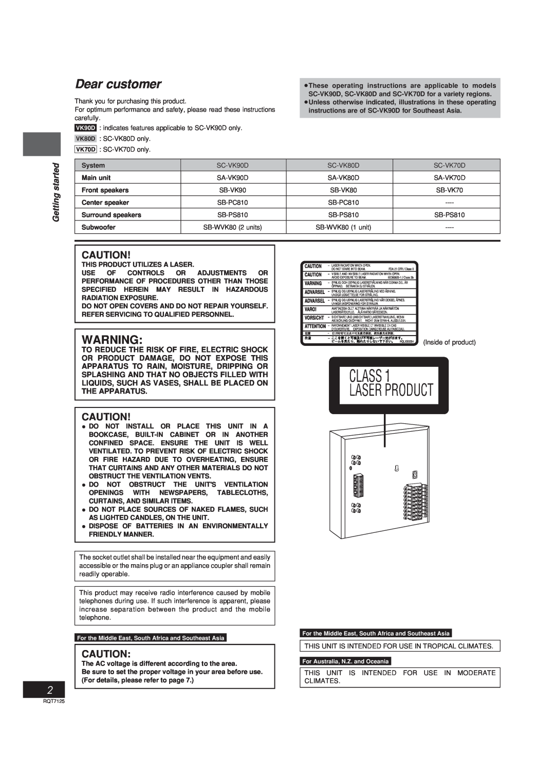 Panasonic SC-VK70D, SC-VK90D, SC-VK80D operating instructions 