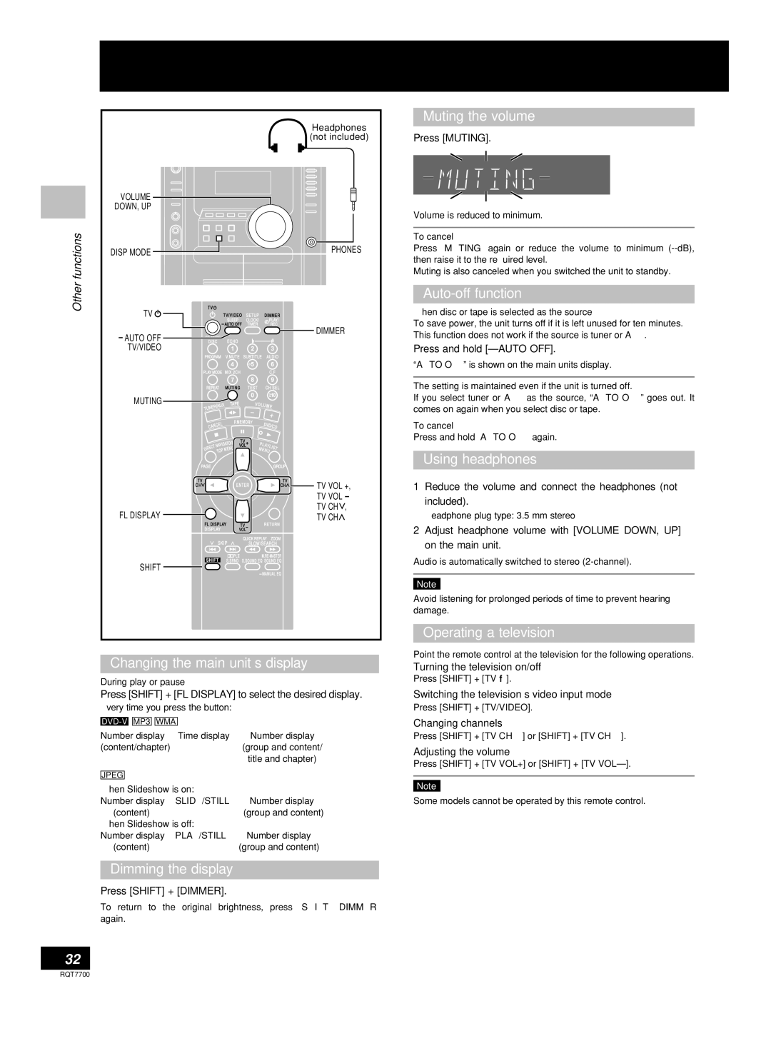 Panasonic SC-VK81D, SC-VK91D, SC-VK71D manual Convenient functions 