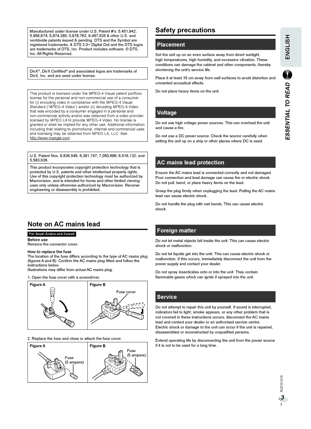 Panasonic SC-VKX60 operating instructions Safety precautions 