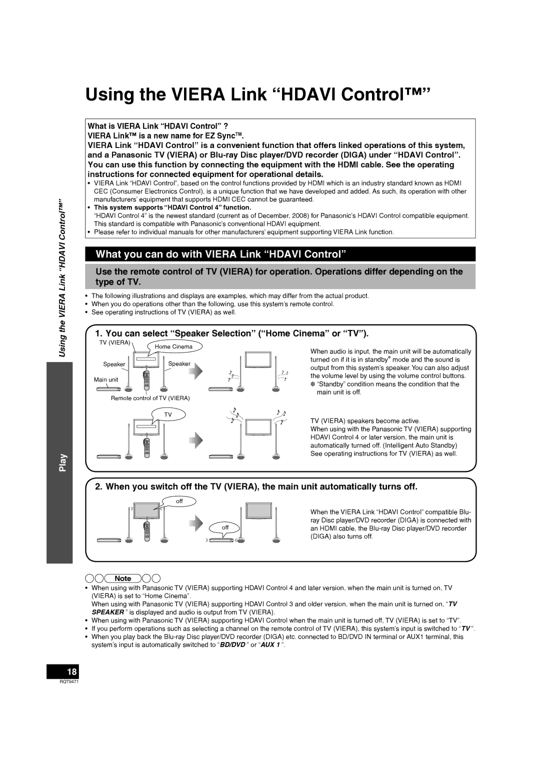 Panasonic SC-ZT1 warranty Using the Viera Link Hdavi Control, What you can do with Viera Link Hdavi Control 