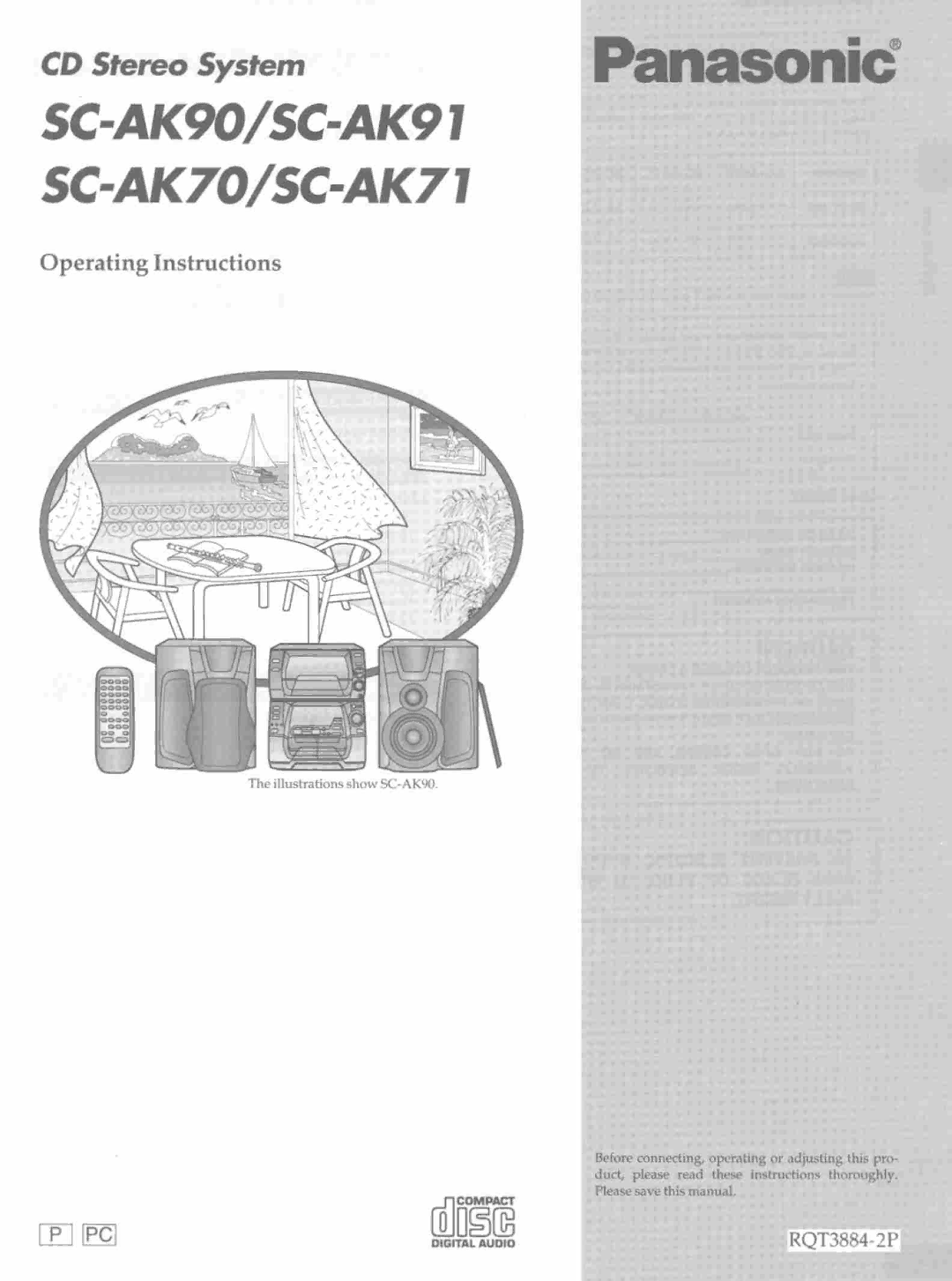 Panasonic SCAK71, SCAK91, SCAK70, SC-AK90 manual 