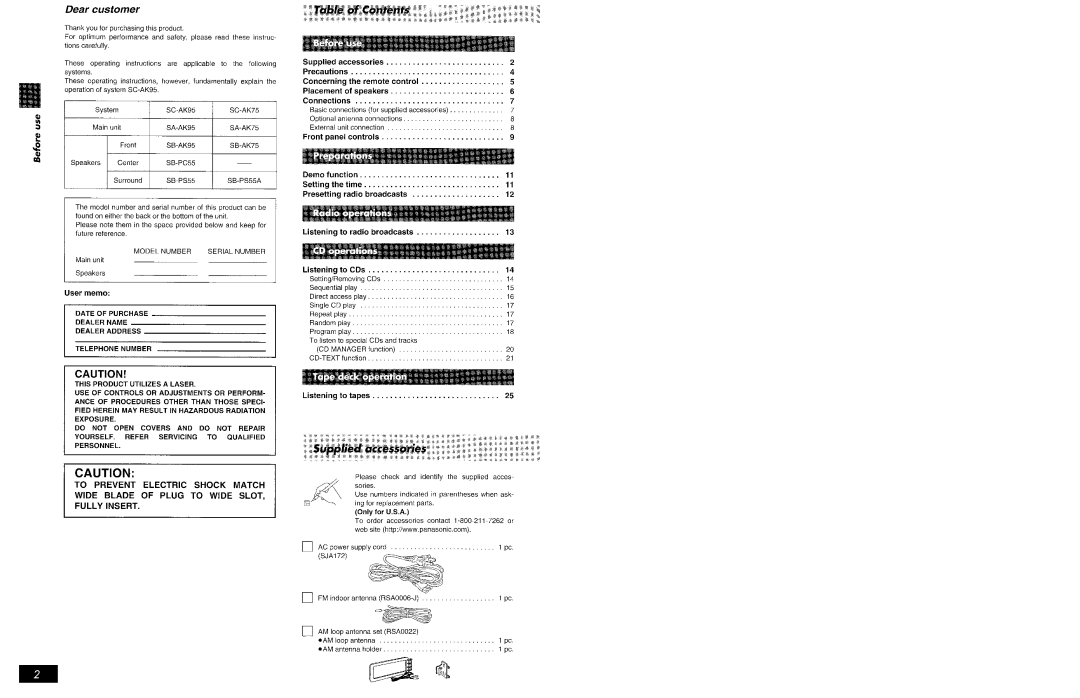 Panasonic SCAK95, SCAK75 manual 