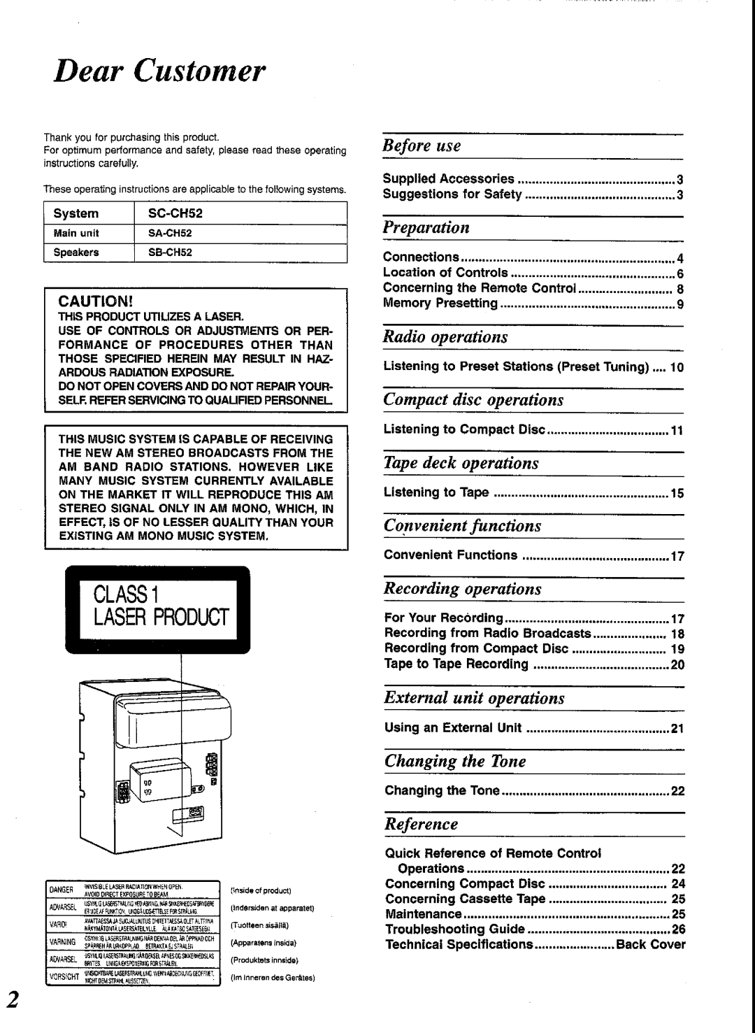 Panasonic SCCH52 manual 