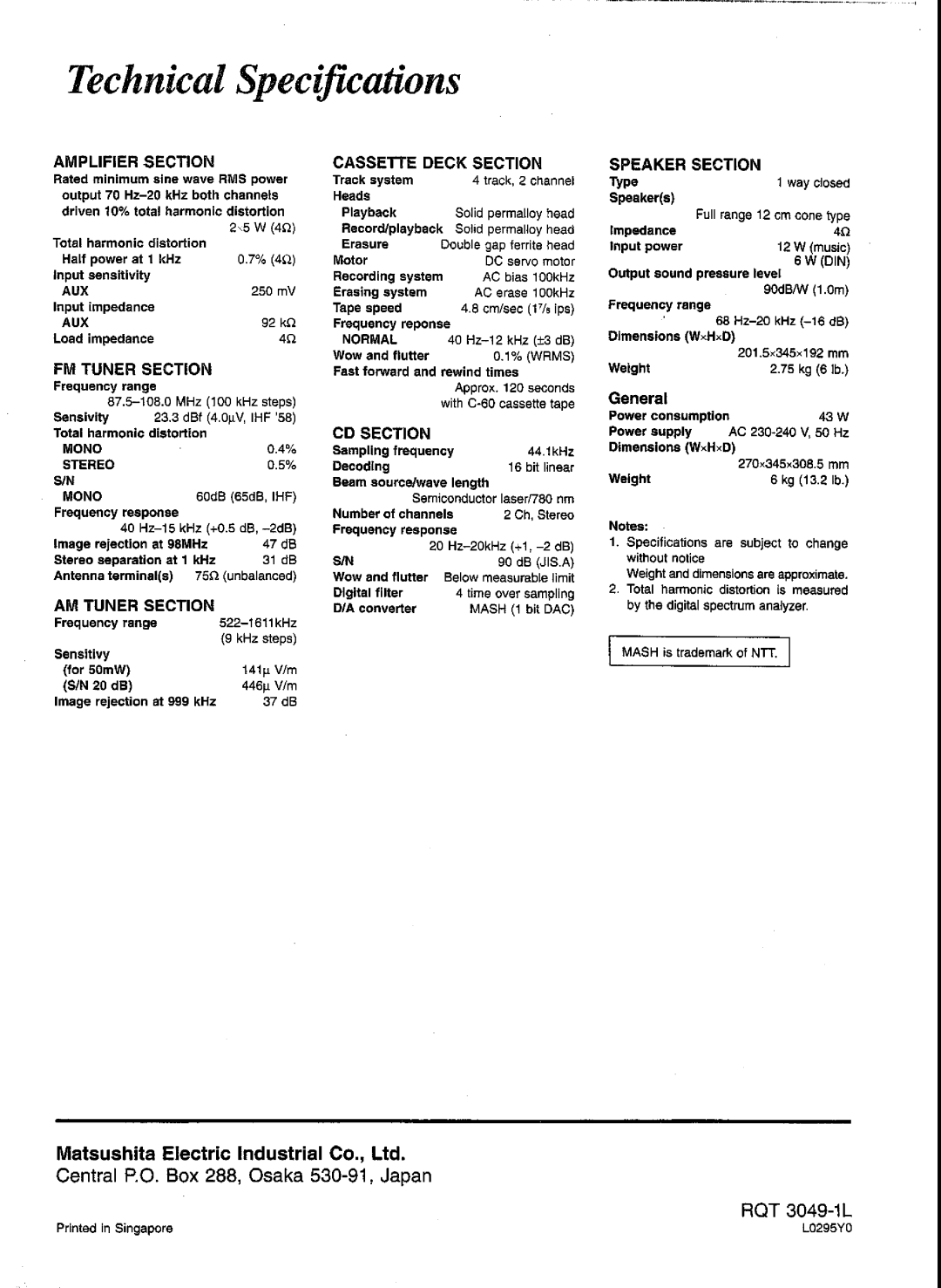 Panasonic SCCH52 manual 