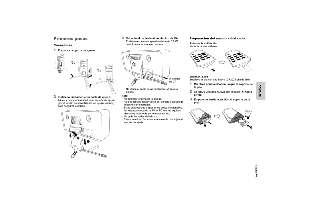 Panasonic SCGT07 manual Primeros pasos, Conexiones, Preparación del mando a distancia 