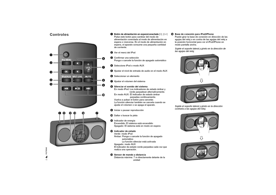 Panasonic SCGT07 manual Controles, A K L M, H Silenciar el sonido del sistema, L Indicador de estado 