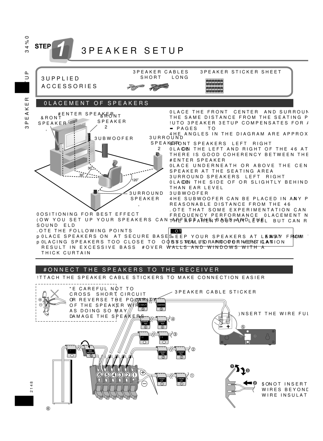 Panasonic SCHT56 Speaker setup, Placement of speakers, Connect the speakers to the receiver, Positioning for best effect 