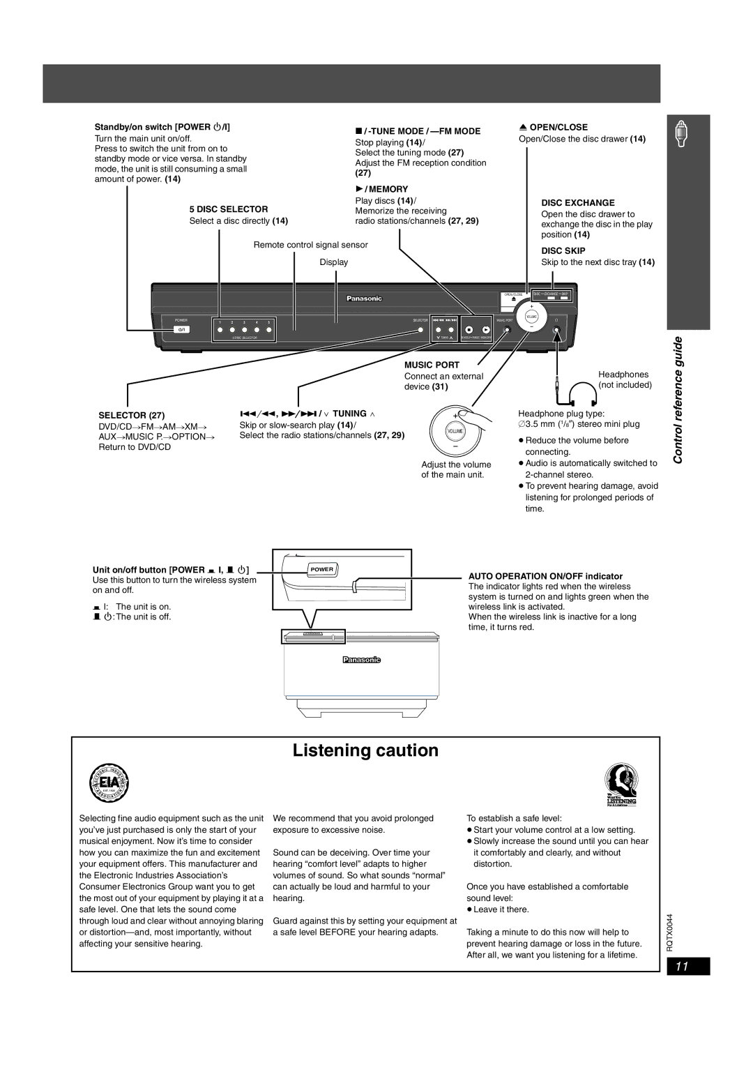 Panasonic SC-PT753, SCPT750 manual Tune Mode / -FM Mode OPEN/CLOSE, Memory, Disc Exchange, Disc Skip, Music Port, Selector 