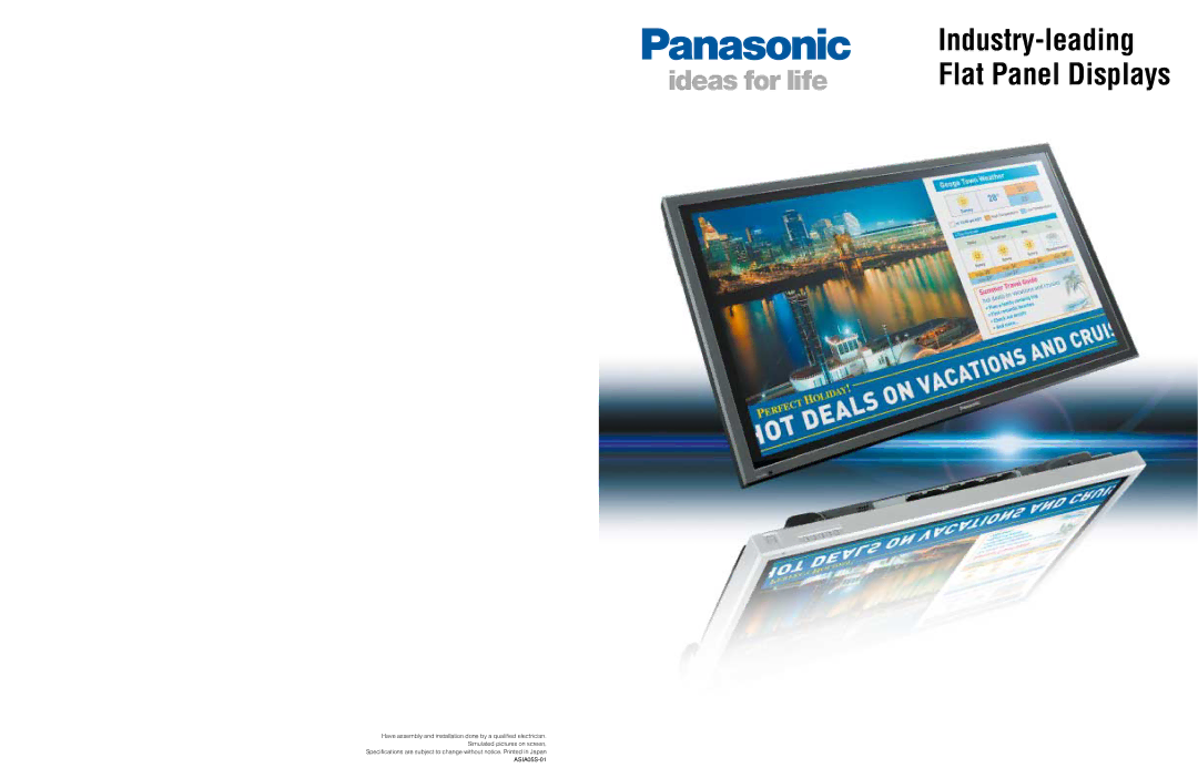 Panasonic 42HD, SD 32HD37SD, 50HD, 65HD specifications Industry-leading Flat Panel Displays 