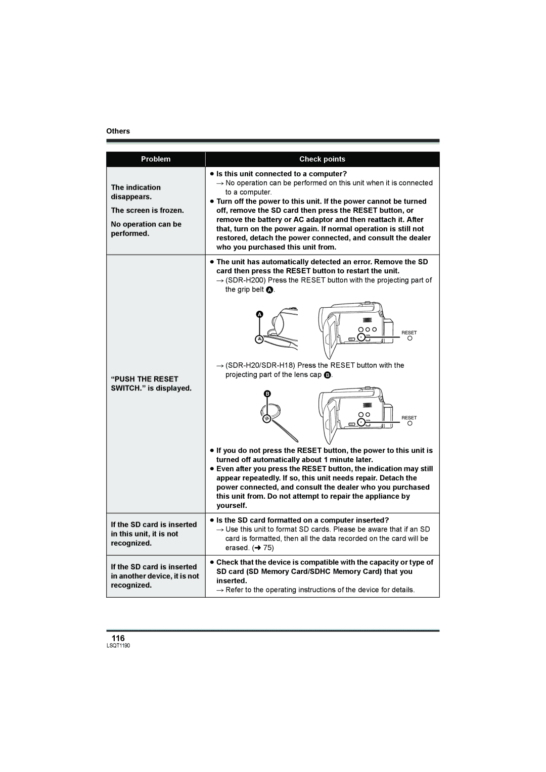 Panasonic SDR-H18, SDR-H200 operating instructions 116 