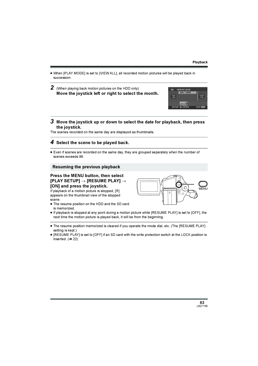 Panasonic SDR-H200, SDR-H18 operating instructions Scenes recorded on the same day are displayed as thumbnails 