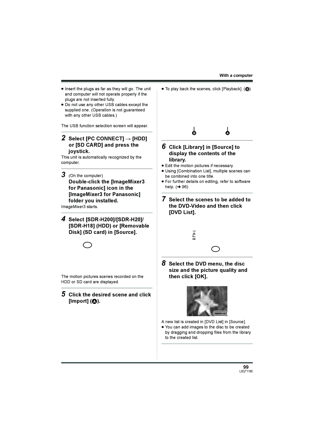 Panasonic SDR-H200, SDR-H18 operating instructions Click the desired scene and click Import a 