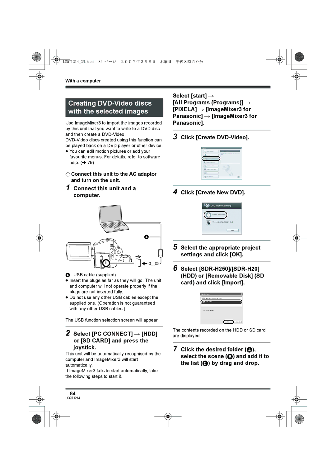 Panasonic SDR-H20GN, SDR-H250GN operating instructions Creating DVD-Video discs with the selected images 