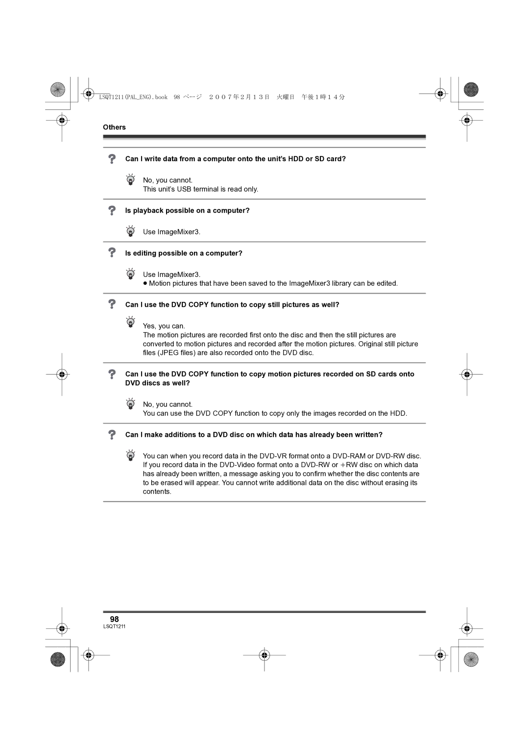 Panasonic SDR-H250EB operating instructions Is playback possible on a computer?, Is editing possible on a computer? 