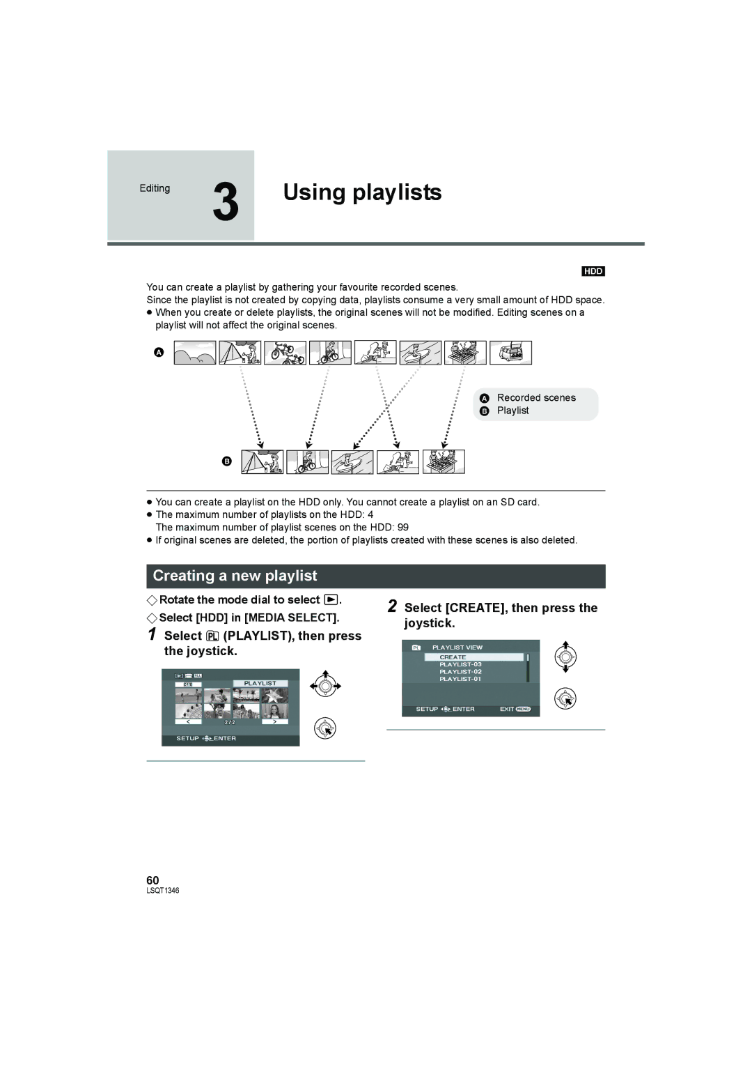 Panasonic SDR-H50 operating instructions Using playlists, Creating a new playlist 