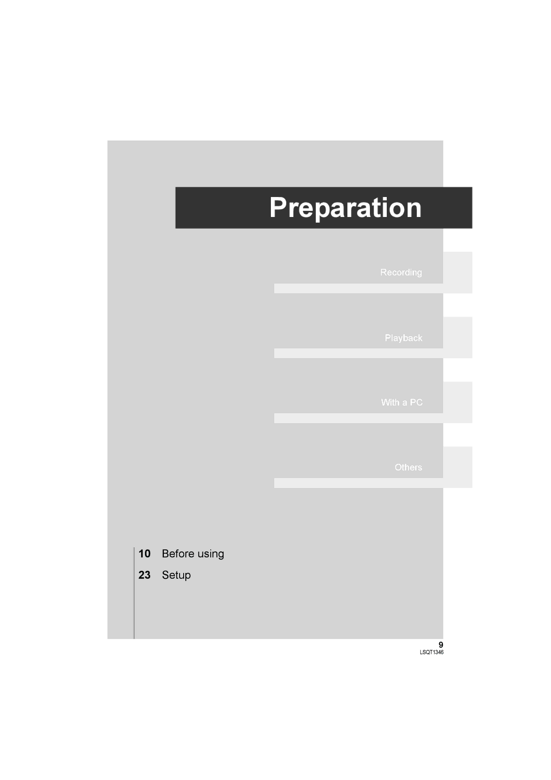 Panasonic SDR-H50 operating instructions Preparation 