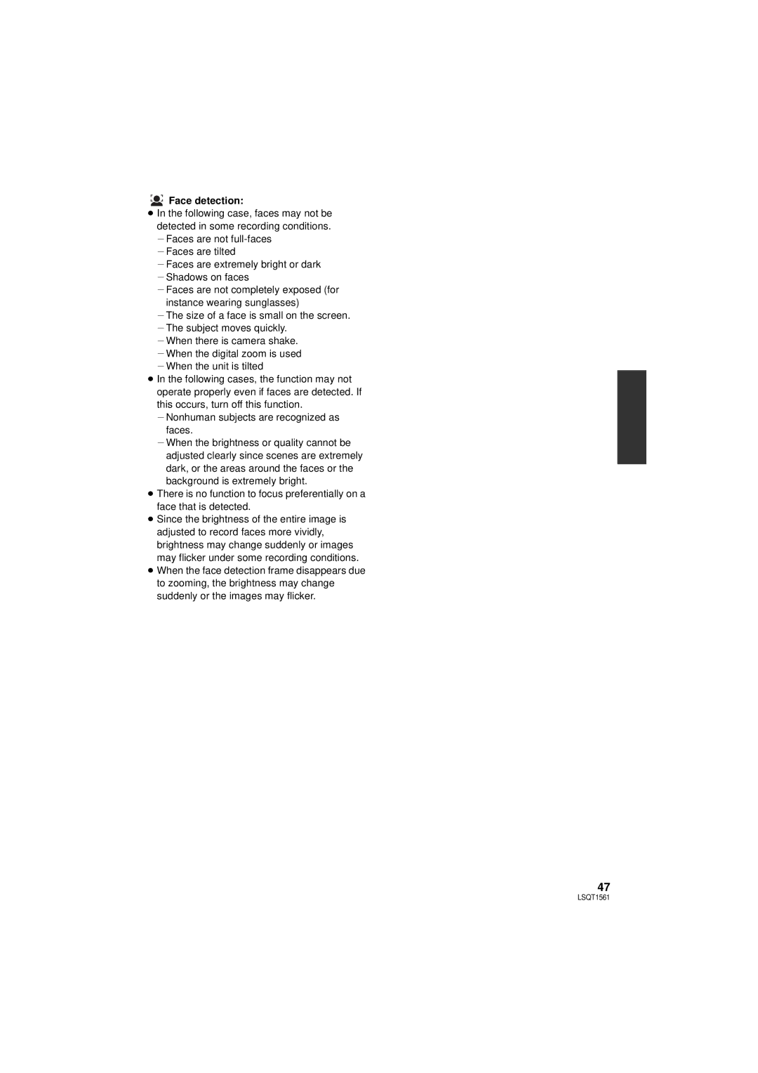 Panasonic SDR-H79P operating instructions Face detection 