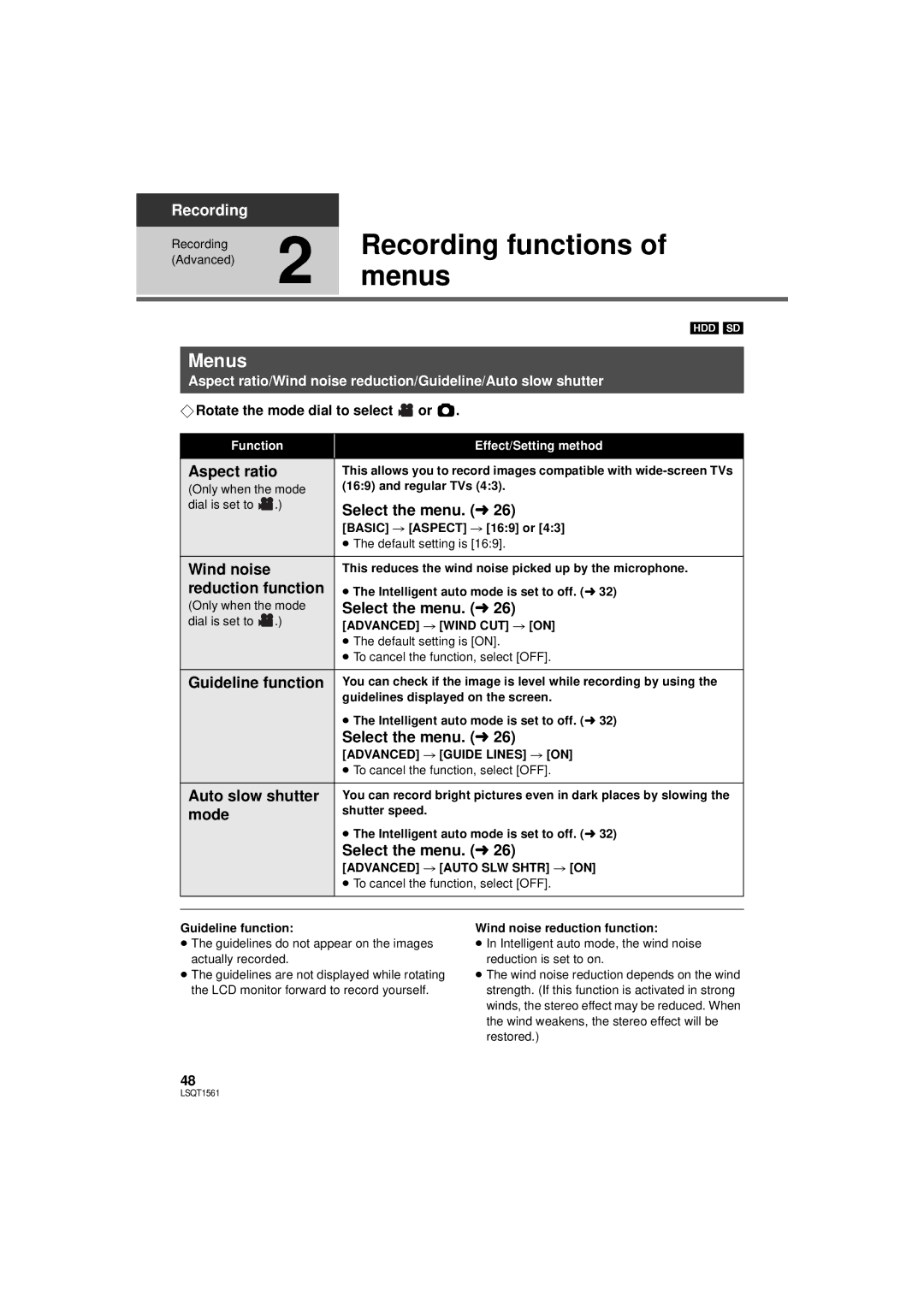 Panasonic SDR-H79P operating instructions Menus 