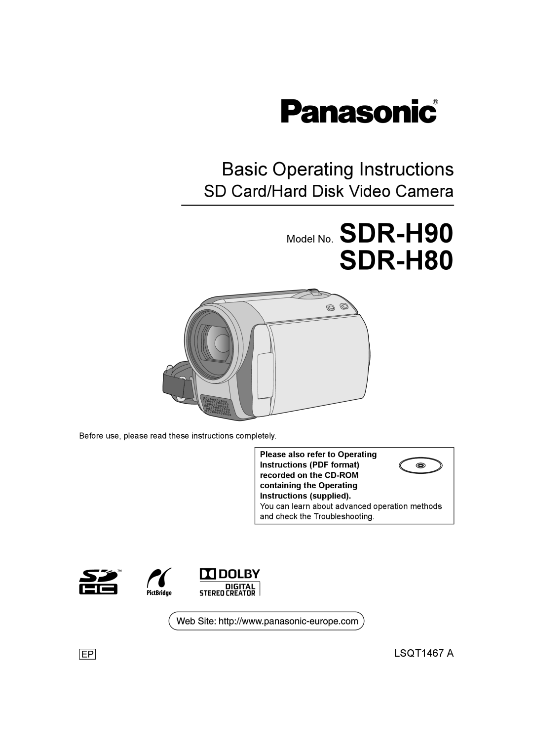 Panasonic SDR-H90 operating instructions SDR-H80 