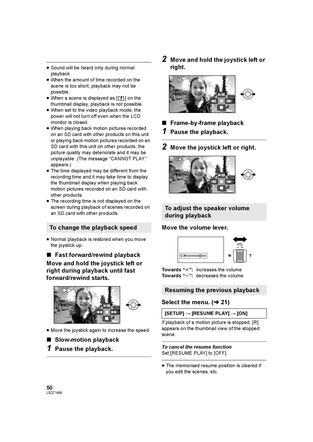 Panasonic SDR-H80 operating instructions To change the playback speed, Resuming the previous playback Select the menu. l 