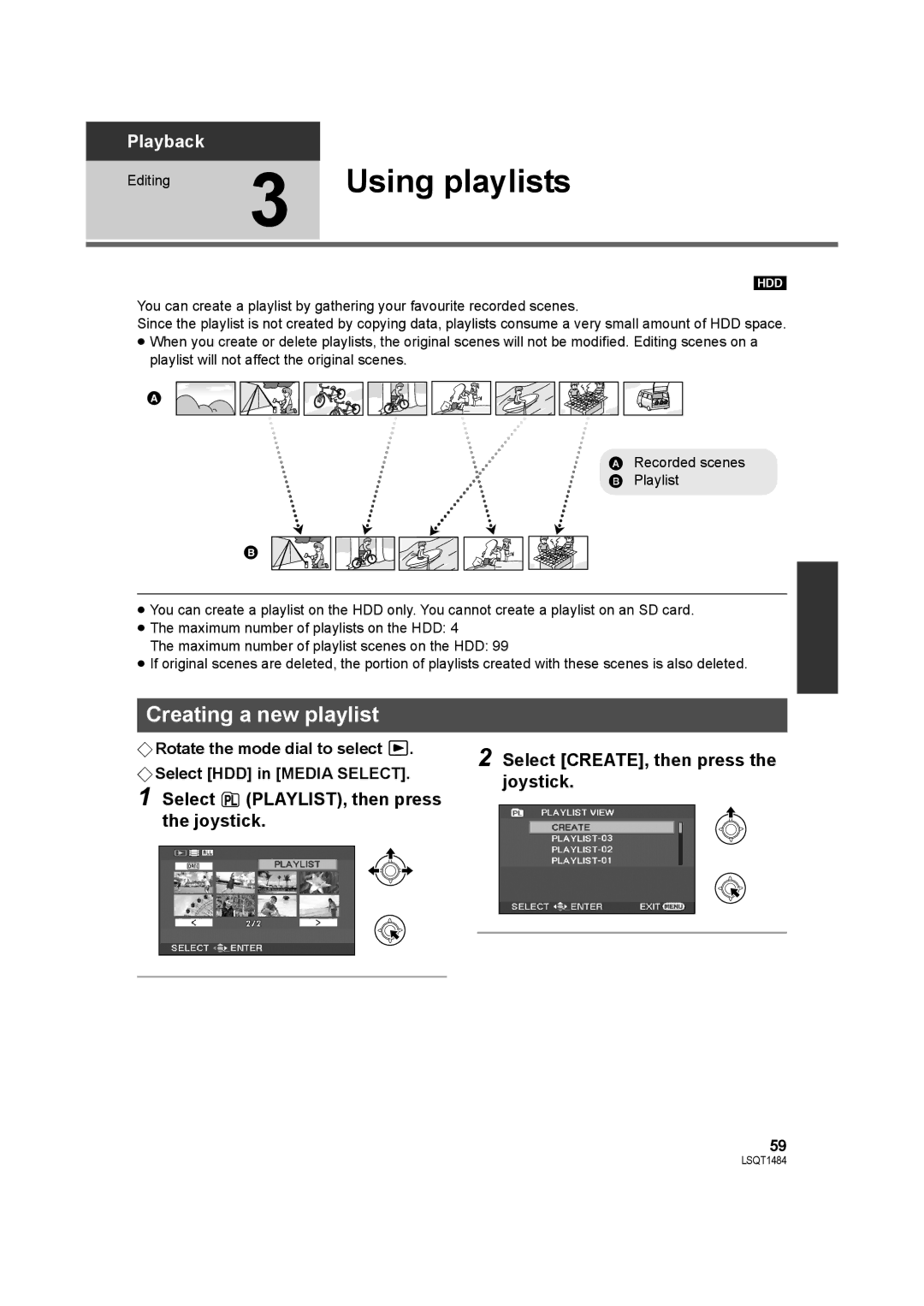 Panasonic SDR-H80 operating instructions Using playlists, Creating a new playlist 