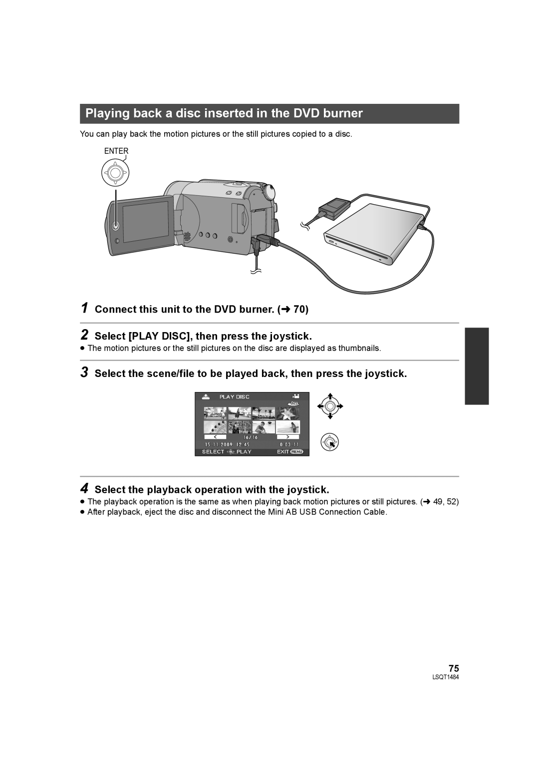 Panasonic SDR-H80 operating instructions Playing back a disc inserted in the DVD burner 