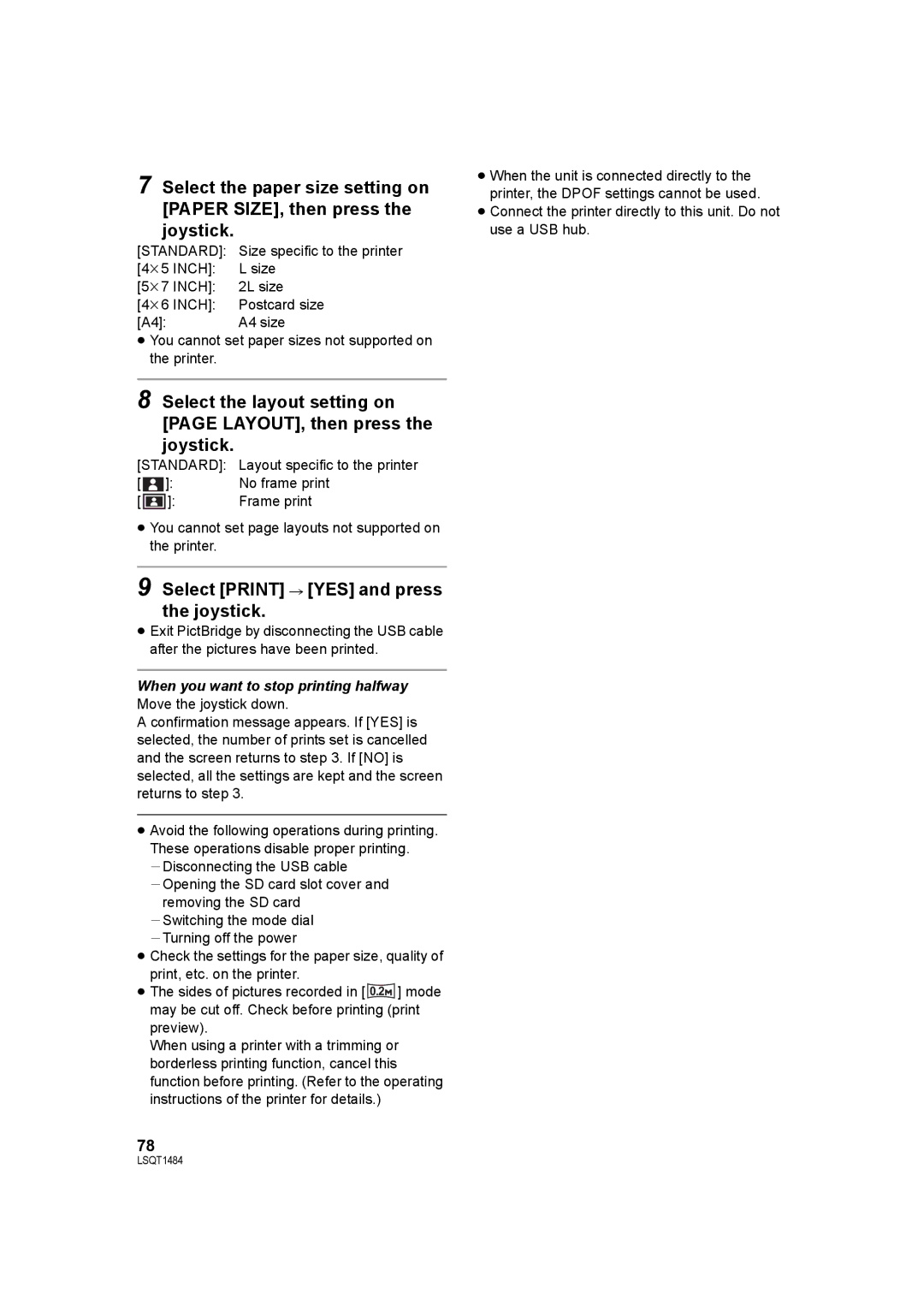 Panasonic SDR-H80 operating instructions Select Print # YES and press the joystick, Standard 