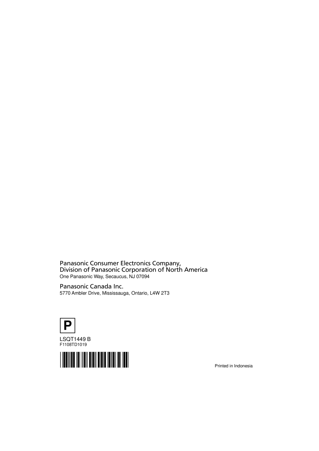 Panasonic SDR-H90PC, SDR-H80PC operating instructions Panasonic Canada Inc 