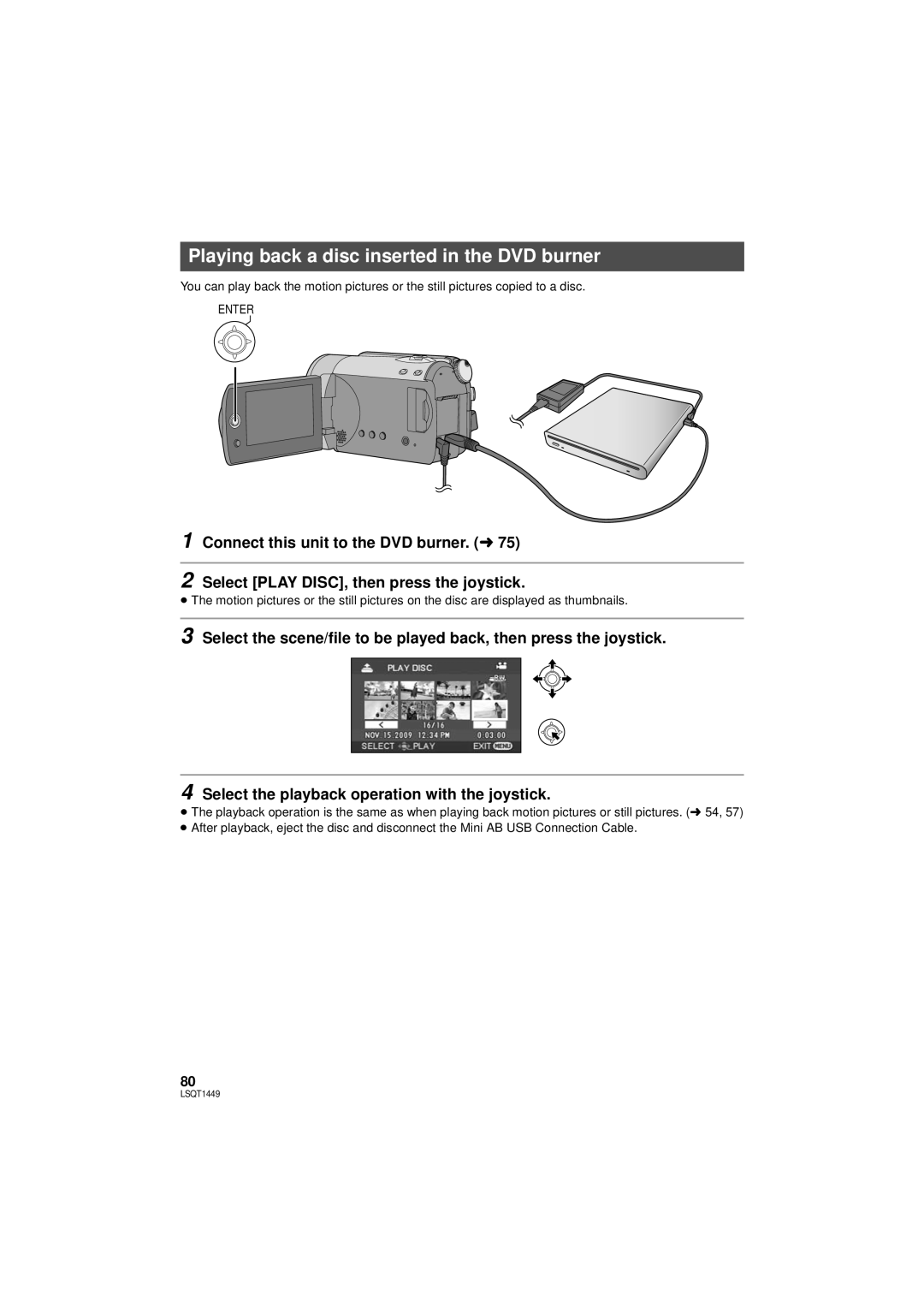 Panasonic SDR-H90PC, SDR-H80PC operating instructions Playing back a disc inserted in the DVD burner, Enter 