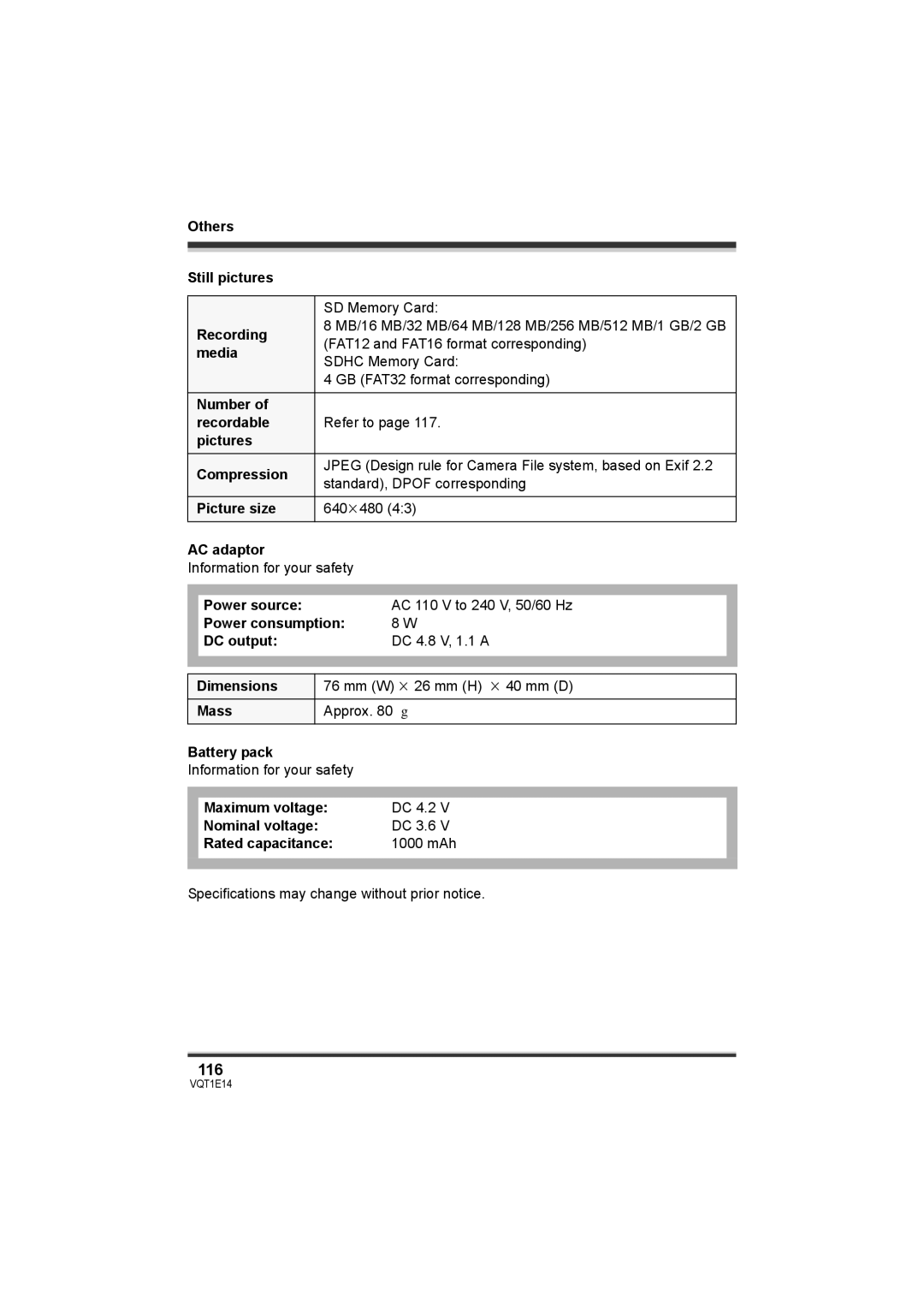 Panasonic SDR-S10 operating instructions 116 