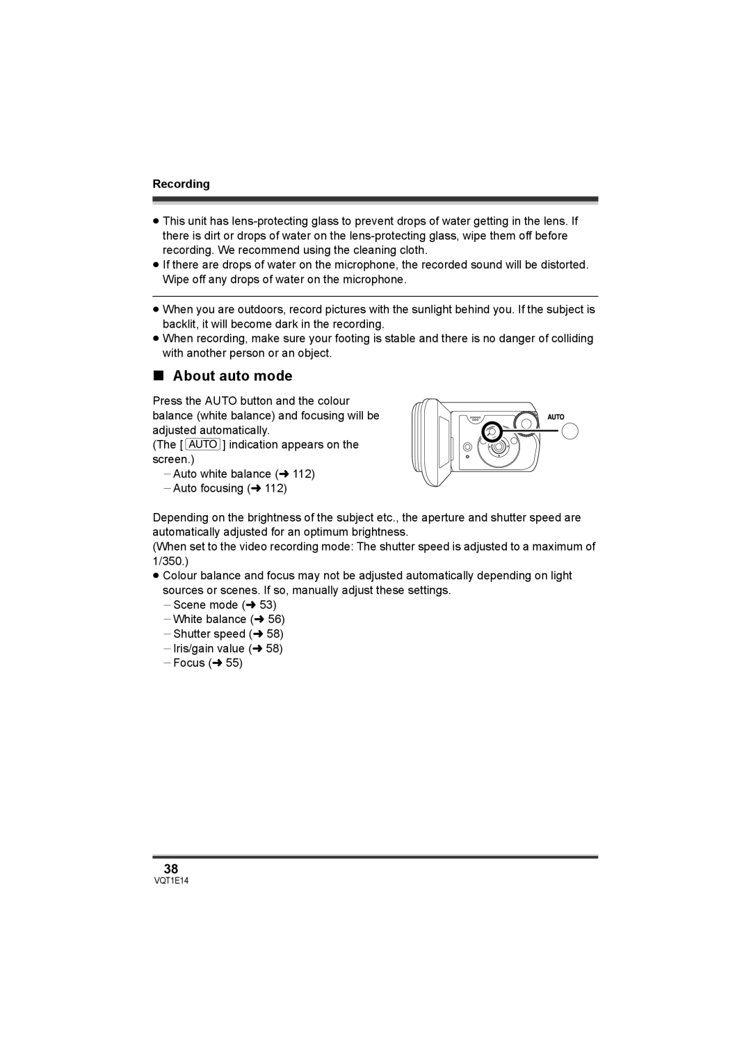 Panasonic SDR-S10 operating instructions About auto mode 