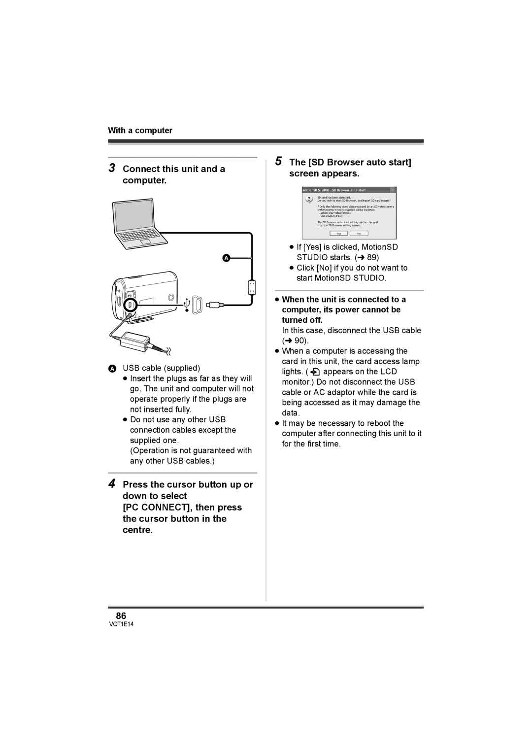 Panasonic SDR-S10 operating instructions Connect this unit and a computer 