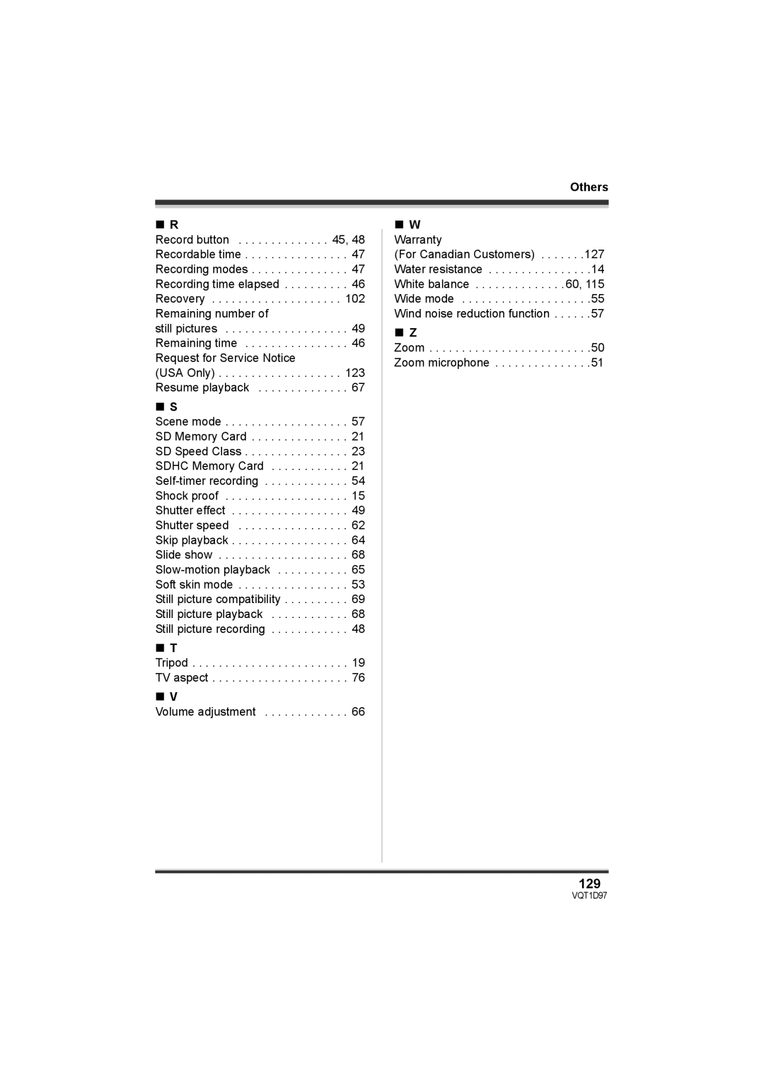 Panasonic SDR-S10PC operating instructions 129, Warranty 