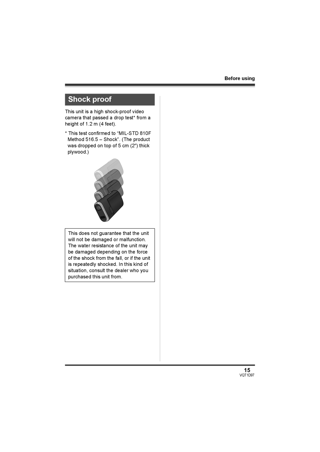 Panasonic SDR-S10PC operating instructions Shock proof 