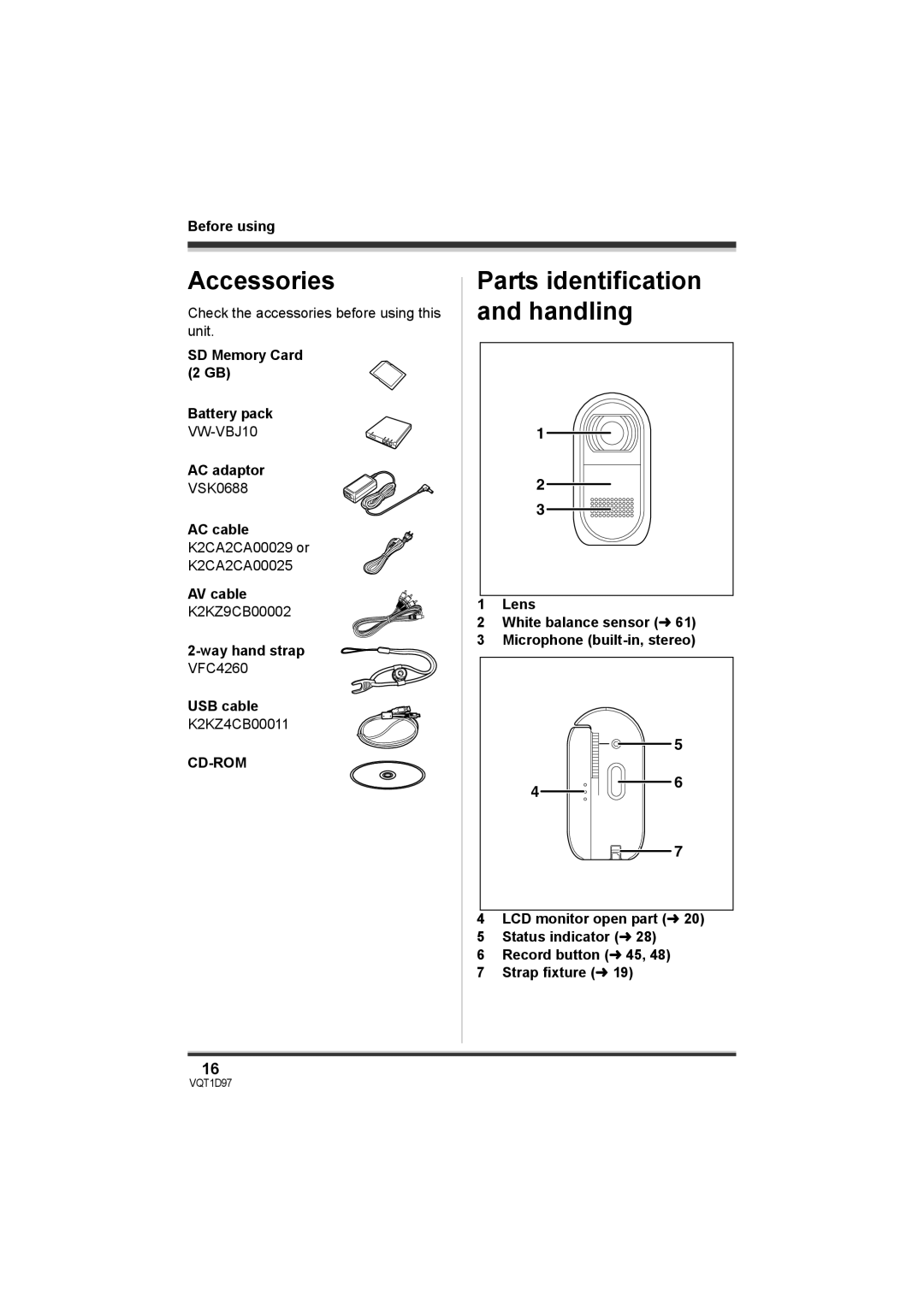 Panasonic SDR-S10PC operating instructions Accessories, Parts identification and handling, Cd-Rom 