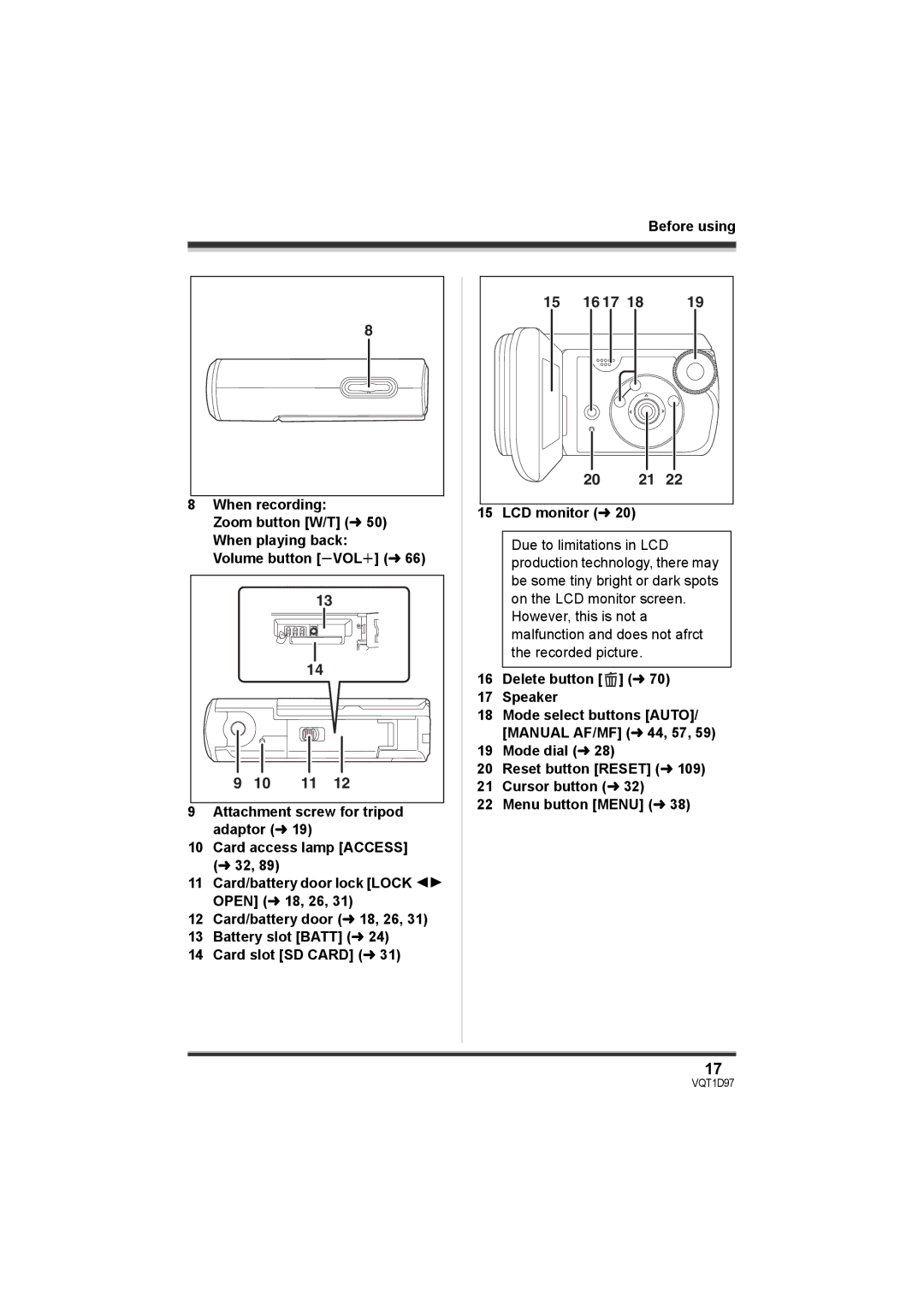 Panasonic SDR-S10PC operating instructions VQT1D97 