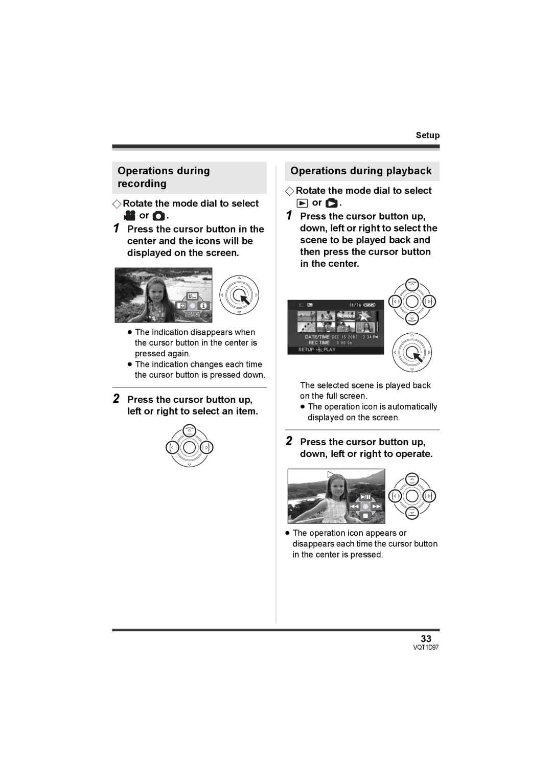 Panasonic SDR-S10PC operating instructions Operations during recording, Operations during playback 