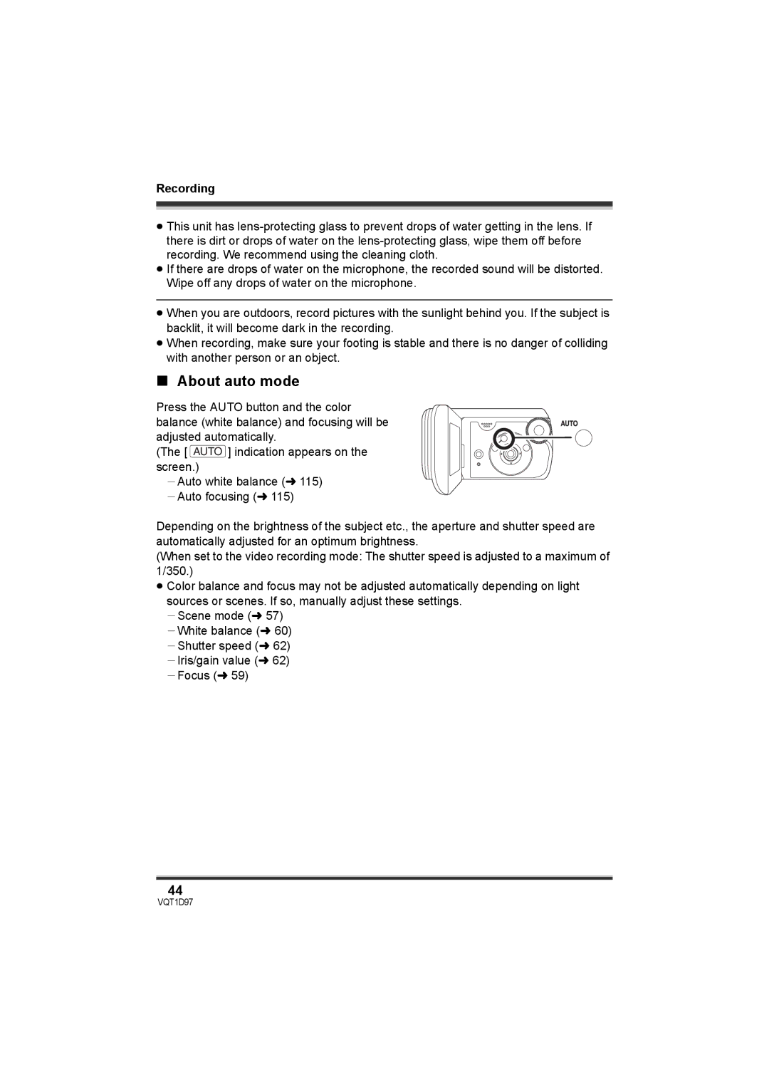 Panasonic SDR-S10PC operating instructions About auto mode 