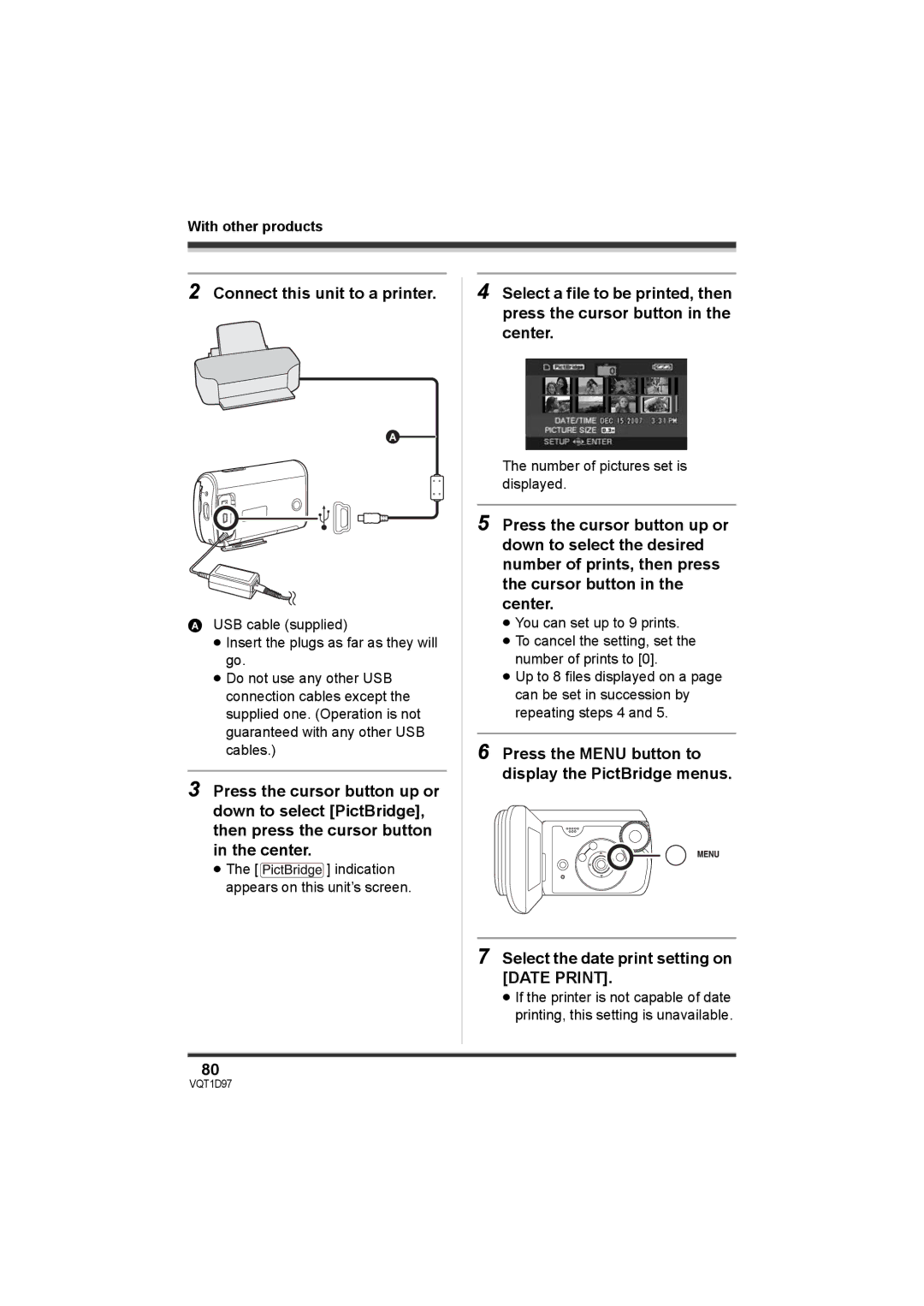 Panasonic SDR-S10PC operating instructions Connect this unit to a printer 