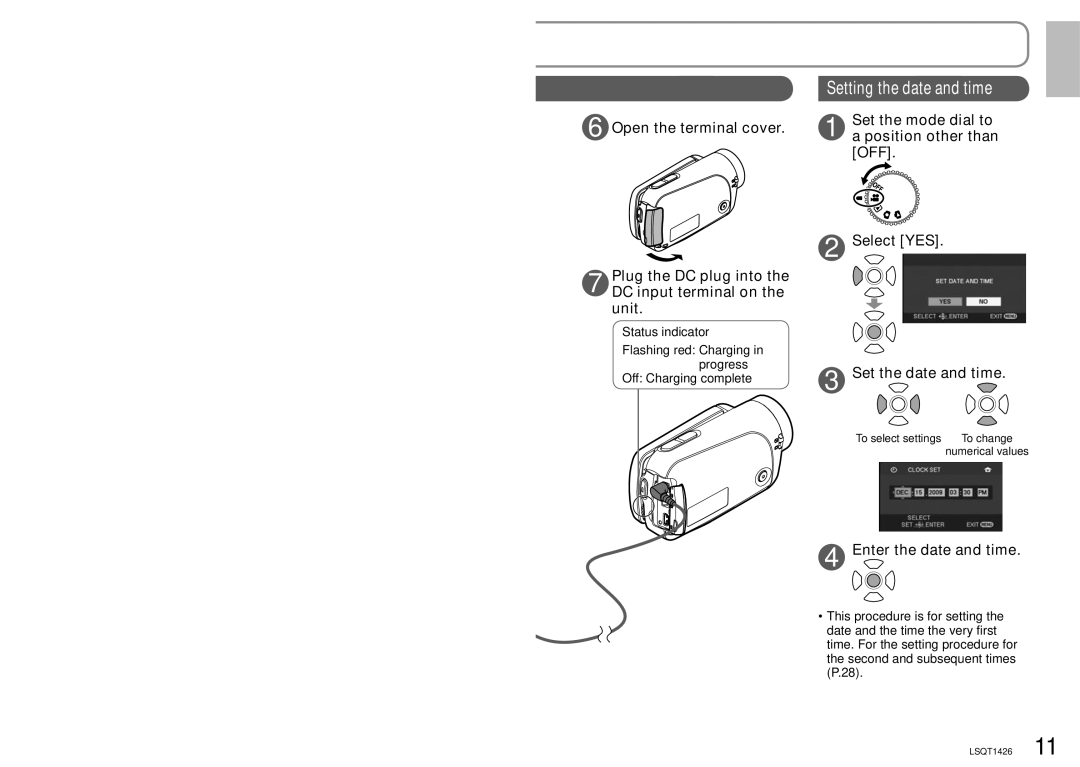 Panasonic SDR-S15PC operating instructions Setting the date and time, Enter the date and time 