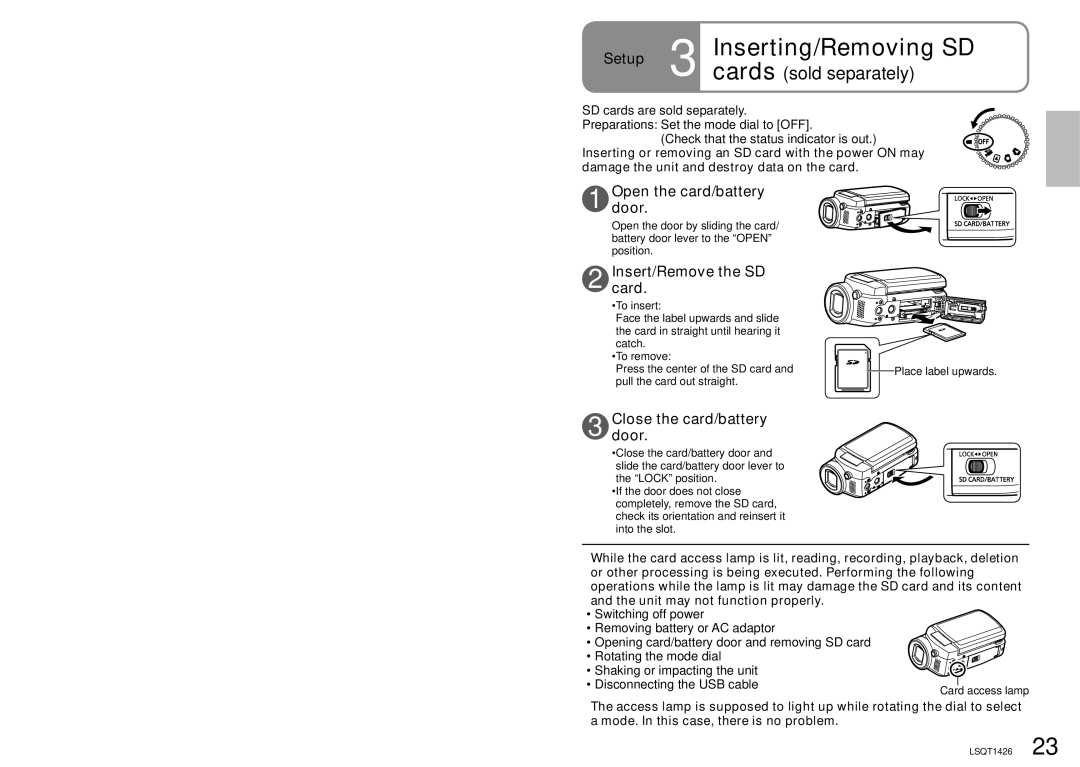 Panasonic SDR-S15PC Setup, Charging time and recordable time, Remaining battery capacity indication 