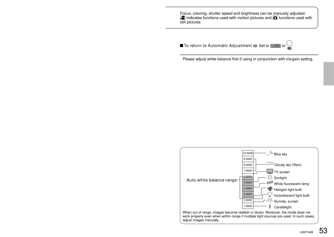 Panasonic SDR-S15PC operating instructions Achieve natural colors White Balance, Setting manually, Set the mode 