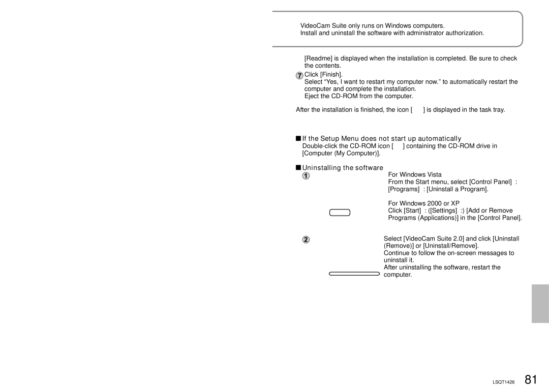 Panasonic SDR-S15PC operating instructions Installing VideoCam Suite, With a 